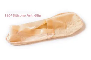 Detailed view of beige invisible boat socks featuring a 360-degree anti-slip silicone grip