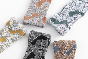 Close-up of high-density jacquard floral texture on Japanese style cotton socks