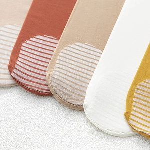 Velvet cotton socks for women with non-slip sole stripes in multiple stylish colors
