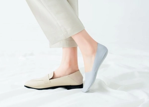 Invisible low-cut ice silk socks for women shown with light-colored loafers