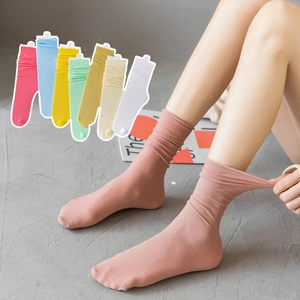 Colorful high-elastic velvet slouch socks for women in seven candy colors set