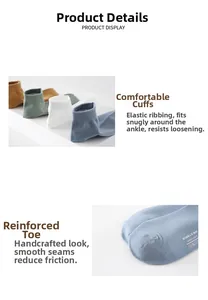 Detail of elastic cuffs and reinforced seamless toes on colorful cotton low cut socks
