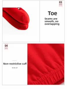 Details der nahtlosen Zehe und des bequemen Rippbündchens bei roten Socken aus Baumwolle