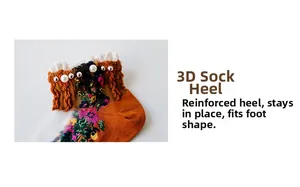 Detailed macro view of orange cotton sock with floral embroidery and pearl lace trim