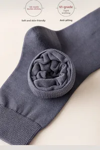 Detail of 168-needle high-density vertical ribbed knitting on gray cotton socks