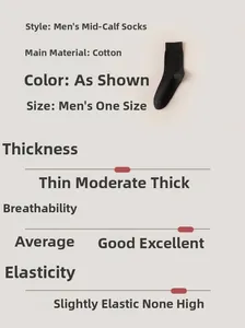 Detail view of black cotton mid-calf socks showing breathable fabric and high elasticity