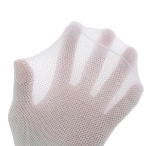 Breathable white mesh low cut socks with high elasticity shown stretched for sports