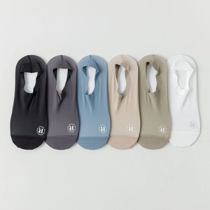 Detail of six-pair set of breathable mesh ice silk no-show socks in assorted colors