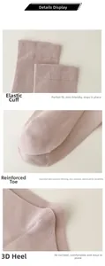 Macro details of elastic cuff and reinforced toe on soft ribbed thermal cotton socks