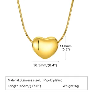 Collana con cuore in acciaio inossidabile dorato e catena a serpente regalo per mamma