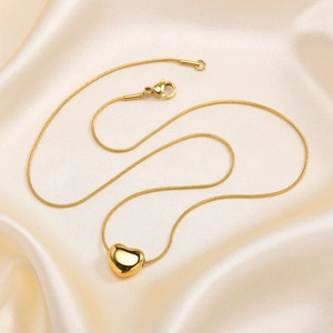 Collana con Pendente a Cuore in Acciaio Inossidabile per Donna Catena a Serpente Placcata Oro Minimalista Gioielli