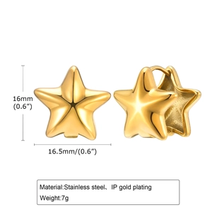 Créoles en forme d'étoile en acier inoxydable plaqué or 18 carats pour femme
