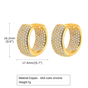 Golden C-shaped huggie earrings with AAA cubic zirconia in a starry pavé setting