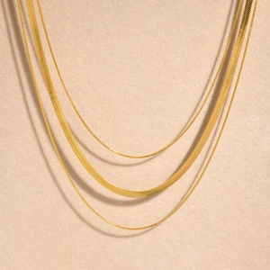 Parure de Colliers Superposés Minimalistes en Acier Inoxydable pour Femmes Plaqué Or 18K Chaîne Serpent Ronde et Plate Bijoux de Mode