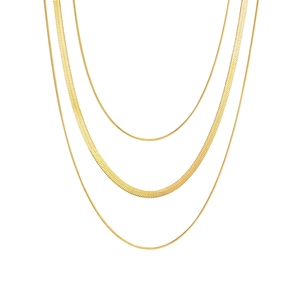 Ensemble de colliers multicouches en acier inoxydable plaqué or 18 carats chic