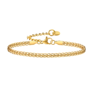 Bracelet chaîne en maille épi dorée en acier inoxydable avec fermoir mousqueton réglable