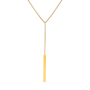 Collier en Y doré minimaliste avec chaîne vénitienne et pendentif barre lisse