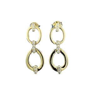 Orecchini a cerchio in argento S925 placcati oro con zirconi bianchi stile minimalista