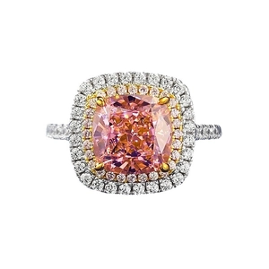 Luxuriöser Ring mit kissenförmigem rosa Saphir und doppelter Halo-Fassung aus S925 Silber