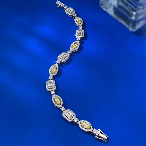 925 silver bracelet with yellow marquise high carbon diamonds on a deep blue background