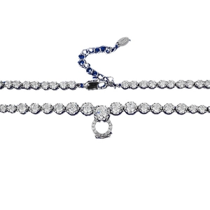 Collier tennis en argent S925 avec pendentif en zircon rond brillant et réglable