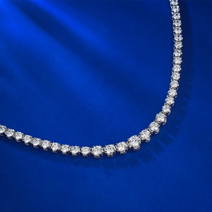 Classic 925 Sterling Silver Tennis Necklace For Women Round Cut Sparkling Rhinestone Pave Chain Necklace Fashion Jewelry Gift