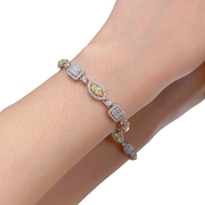 Luxurious 925 silver bracelet with marquise yellow and clear carbon diamonds