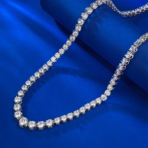 Elegant S925 silver tennis necklace featuring brilliant round cut zircon stones in a claw setting