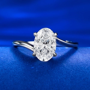 925 Sterling Silver Oval Cut Ring For Women Elegant Minimalist Rhinestone Engagement Ring Fashion Jewelry Accessory