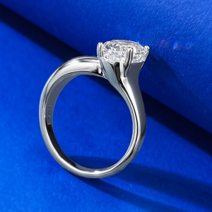 Elegant S925 sterling silver ring with oval ice-flower cut crystal in a four-prong setting