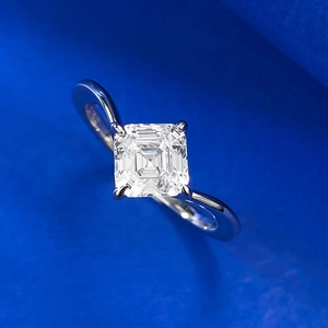 Elegant S925 sterling silver ring with square-cut clear solitaire stone in 4-prong setting
