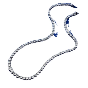 Classic S925 sterling silver tennis necklace with round brilliant-cut cubic zirconia gems