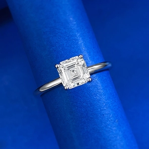 Classic S925 sterling silver ring featuring a 6x6mm square cut sparkling diamond-like stone