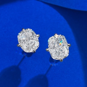 Sparkling S925 silver stud earrings featuring cushion-cut square stones in four-prong setting
