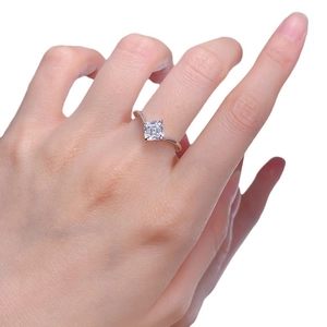 925 silver ring with large princess cut square stone in classic four-prong setting