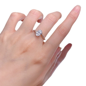 Classic S925 sterling silver ring with an elegant 6x9mm oval cut faux diamond stone