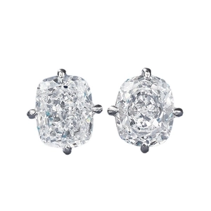 Elegant S925 silver cushion cut zircon stud earrings with classic four-prong setting