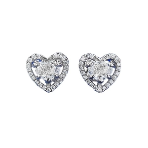 Elegant S925 sterling silver heart-shaped halo stud earrings with brilliant pavé stones