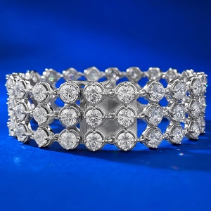 925 Sterling Silver Three-Row Pave Rhinestone Tennis Bracelet For Women Sparkling Bubble Starry Sky Luxury Fashion Jewelry Bracelet
