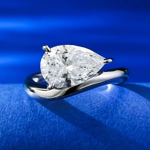 S925 Sterling Silver Pear Cut Teardrop Rhinestone Ring Fashion Commute Water Drop Solitaire Ring Jewelry For Women