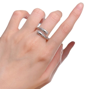 Bague serpent vintage en argent S925 croisée avec cristaux étincelants pour femme