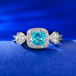 Bague Incrustée de Luxe en Argent Sterling S925 Avec Strass Bleu Paraïba Rose pour Femme Design de Cœur Bijoux Élégants Bague de Mode