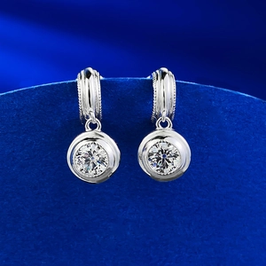 925 Sterling Silver Bubble Stud Earrings Sparkling Rhinestone Geometric Round Earrings For Women Fashion Jewelry Gift