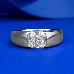 925 Sterling Silver Square Rhinestone Ring For Men Women Wide Band Modern Simple Jewelry Accessory Fashion Finger Ring