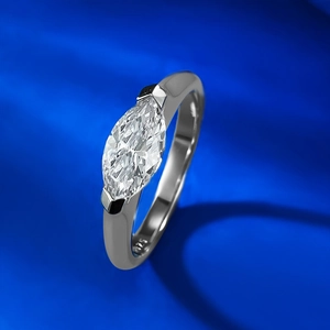925 Sterling Silver Marquise Zirconia Ring Minimalist Geometric Inlaid Single Stone Ring For Women Dating Jewelry Gift