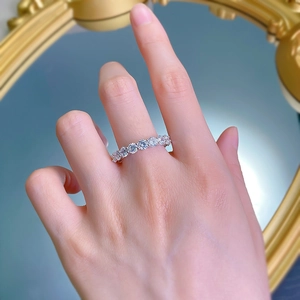 Detailed view of S925 sterling silver eternity ring featuring 4mm round-cut zircons