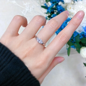 Marquise-cut 925 silver ring with sparkling marquise diamond design for women