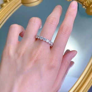 Classic S925 sterling silver eternity ring with round brilliant diamonds on hand