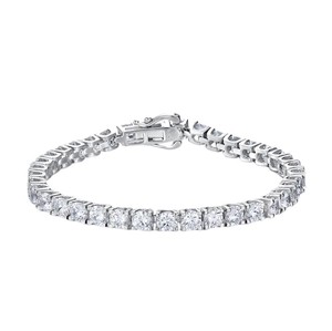 Bracelet tennis classique en argent S925 serti de diamants ronds étincelants en carbone