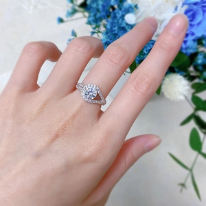 Classic 925 sterling silver halo ring featuring 1 carat round moissanite for women